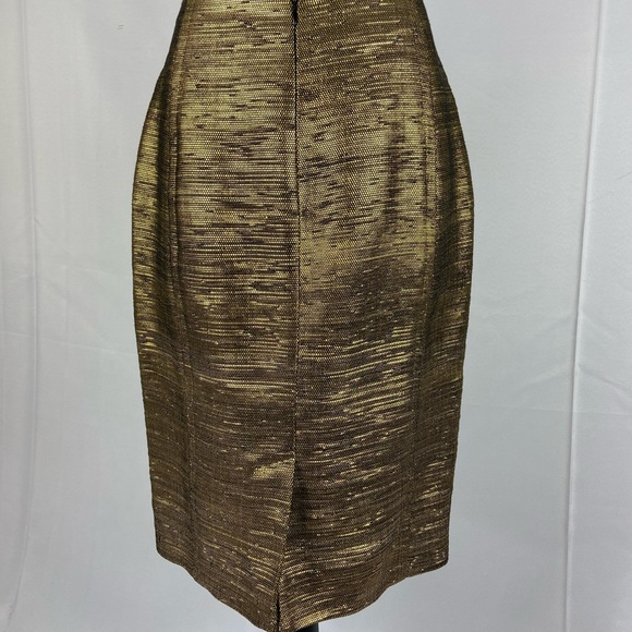 Donna Karan Gold Pencil Skirt Midi Length Gold Lame Skirt